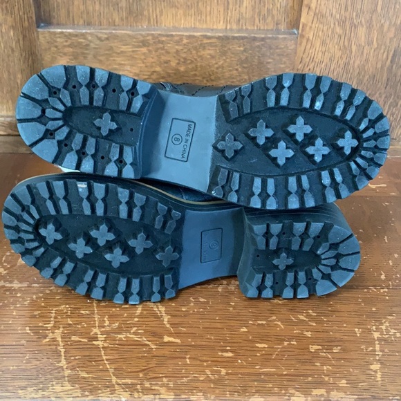 NEW Kari Blue Black Moto Boots With Heel and Faux Fur Trim - Picture 12 of 14